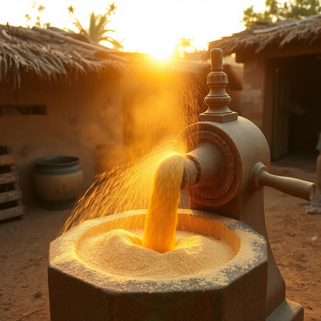 Stone chakki grinding flour